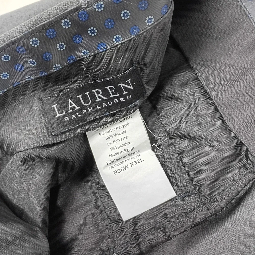 Lauren Ralph Lauren Dress Pants Mens 36W x 32L Gray Stretch Flat Front Work Wear